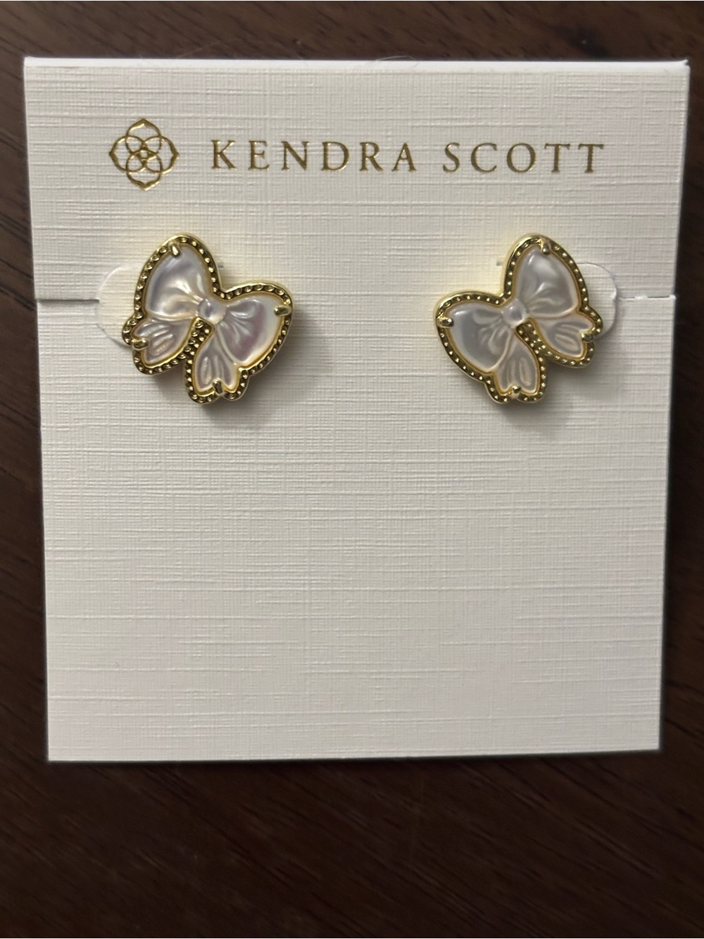 Kendra Scott White Mother-of-Pearl Butterfly Studs with Gold Trim